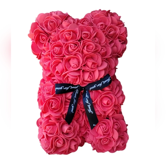 New Rose Teddy Bear approx 9"x6x6 Teddy Flower Bear red - Picture 1 of 5